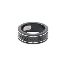 将图像加载到图库查看器中，GUCCI GGIcon Ring Size 11/Approximately#10 Black/Silver225985 K18WG Black synthetic corundum
