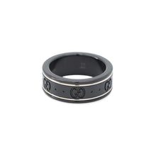 将图像加载到图库查看器中，GUCCI GGIcon Ring Size 11/Approximately#10 Black/Silver225985 K18WG Black synthetic corundum
