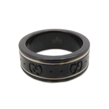 将图像加载到图库查看器中，GUCCI GGIcon Ring Size 11/Approximately#10 Black/Silver225985 K18WG Black synthetic corundum
