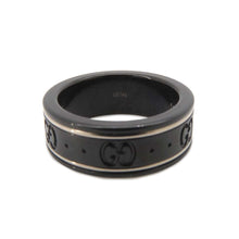 将图像加载到图库查看器中，GUCCI GGIcon Ring Size 11/Approximately#10 Black/Silver225985 K18WG Black synthetic corundum
