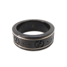 将图像加载到图库查看器中，GUCCI GGIcon Ring Size 11/Approximately#10 Black/Silver225985 K18WG Black synthetic corundum
