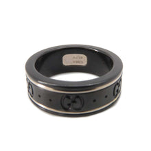 将图像加载到图库查看器中，GUCCI GGIcon Ring Size 11/Approximately#10 Black/Silver225985 K18WG Black synthetic corundum
