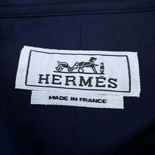 将图像加载到图库查看器中，HERMES Shirt with leather details Size 40 NavyH556200HA6038 Cotton100% Leather
