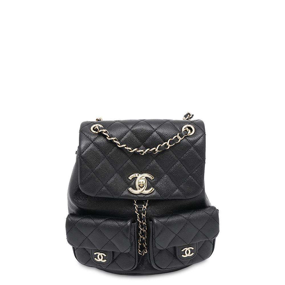 CHANEL Matelasse CC Logo Backpack BlackAS3787 Caviar Leather Size Small