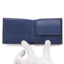 Load image into Gallery viewer, Bottega Veneta Cassette Bifold Wallet Blue/Red Leather
