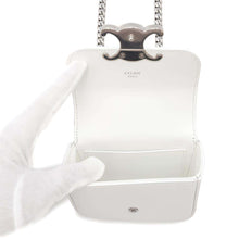 将图像加载到图库查看器中，CELINE Mini Claude ChainShoulder Bag White10L843DPV Shiny Calf Leather
