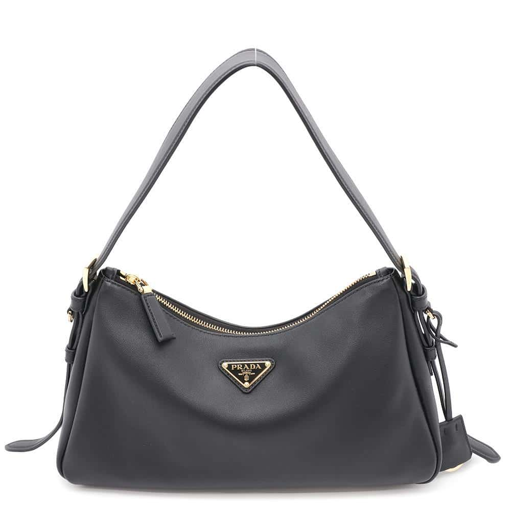 PRADA Eme Medium Shoulder Bag Black1BC229 Leather Size Medium