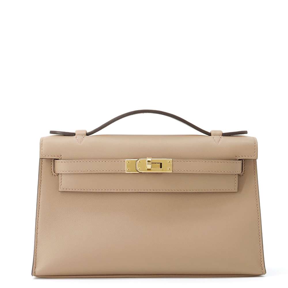 HERMES PochetteKelly Beige Marfa Swift Leather