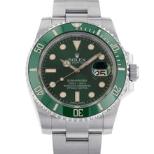 将图像加载到图库查看器中，ROLEX Submariner Date W40mm Stainless Steel Green Dial116610LV
