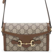 将图像加载到图库查看器中，GUCCI Horsebit1955 Shoulder Bag Beige/Brown699296 PVC Leather
