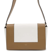 将图像加载到图库查看器中，CELINE Frame Shoulder Bag White/Camel180263 Calf Leather Size Medium
