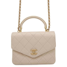 Load image into Gallery viewer, CHANEL Matelasse Shoulder Bag Top Handle Light BeigeAS0626 Lambskin
