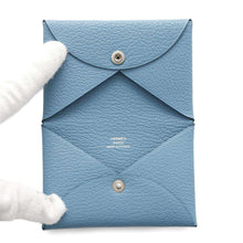 将图像加载到图库查看器中，HERMES Calvi Blue Jean Chevre Myzore Goatskin
