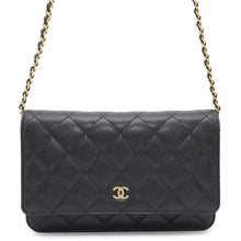 将图像加载到图库查看器中，CHANEL Matelasse Classic Chain Wallet BlackAP0250 Caviar Leather
