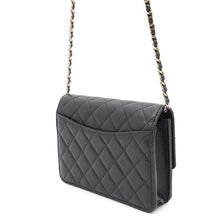 将图像加载到图库查看器中，CHANEL Matelasse Square Chain Wallet Black Caviar Leather
