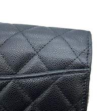 将图像加载到图库查看器中，CHANEL Matelasse Square Chain Wallet Black Caviar Leather
