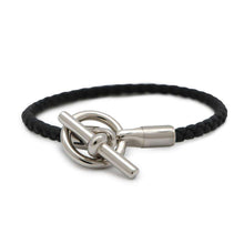 将图像加载到图库查看器中，HERMES Glenan Bracelet Size T1 Black Swift Leather
