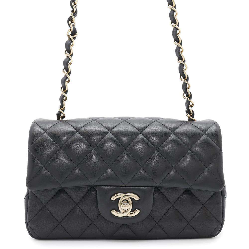 CHANEL Mini Matelasse ChainShoulder Bag BlackA69900 Lambskin Size 20