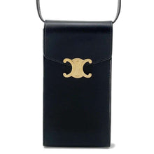 Load image into Gallery viewer, CELINE Triomphe Phone Holder Black10K683DPV.38NO Shiny Calf Leather
