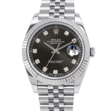 将图像加载到图库查看器中，ROLEX Datejust W41mm Stainless Steel K18WG Black Dial126334G
