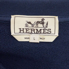 Load image into Gallery viewer, HERMES Round neck T-shirt &quot;Clue de Sel&quot; Size L Navy Cotton100%
