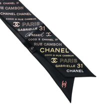 将图像加载到图库查看器中，CHANEL CC Logo Headband Scarf Black Silk100%
