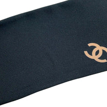 将图像加载到图库查看器中，CHANEL CC Logo Headband Scarf Black Silk100%
