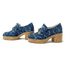 Load image into Gallery viewer, CHANEL CC logo loafers BlueG45142 Denim Size 36 1/2C
