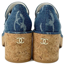 将图像加载到图库查看器中，CHANEL CC logo loafers BlueG45142 Denim Size 36 1/2C
