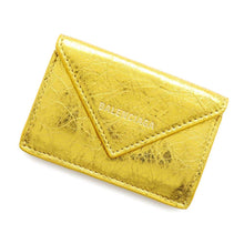 将图像加载到图库查看器中，BALENCIAGA Paper mini wallet Gold391446 Leather
