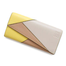 将图像加载到图库查看器中，LOEWE Puzzle Bifold Wallet Long Cloth Beige/Yellow Leather
