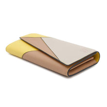 将图像加载到图库查看器中，LOEWE Puzzle Bifold Wallet Long Cloth Beige/Yellow Leather
