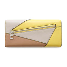 将图像加载到图库查看器中，LOEWE Puzzle Bifold Wallet Long Cloth Beige/Yellow Leather
