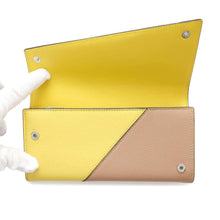 将图像加载到图库查看器中，LOEWE Puzzle Bifold Wallet Long Cloth Beige/Yellow Leather
