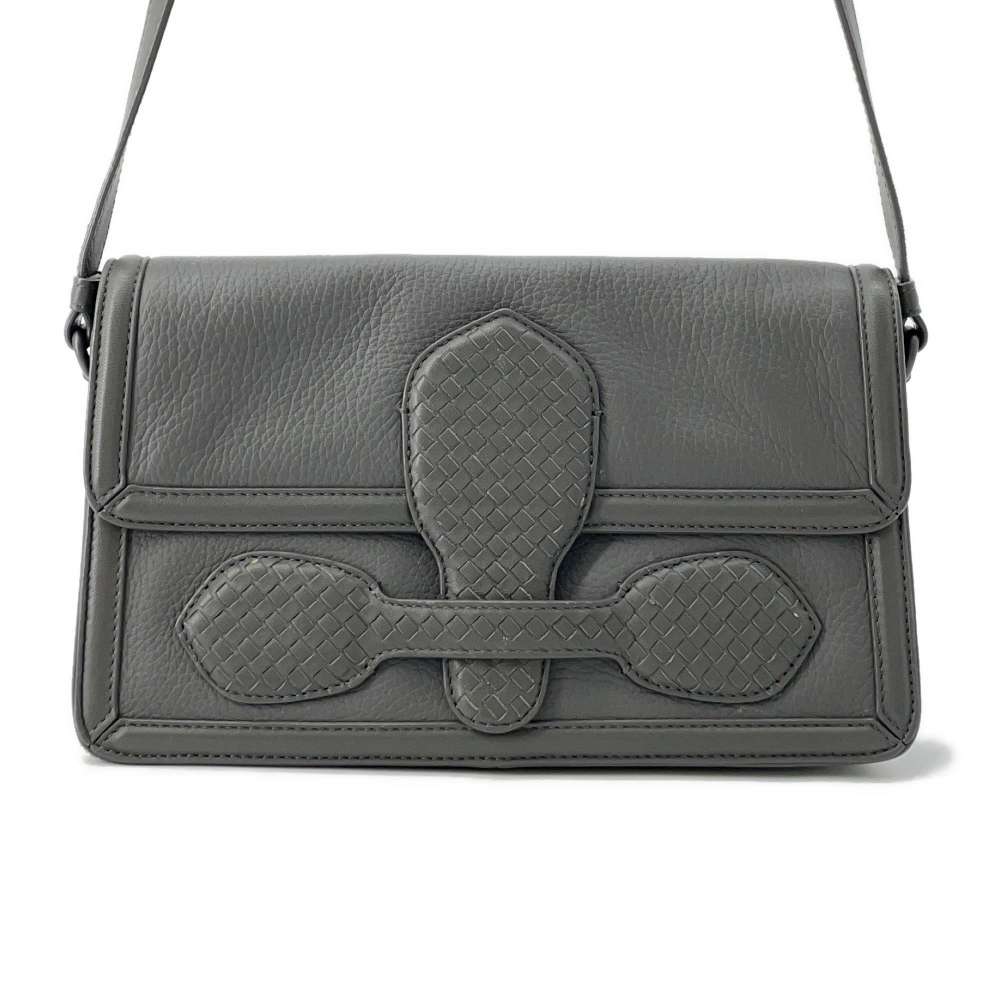 Bottega Veneta INTRECCIATOShoulder Bag Khaki Leather