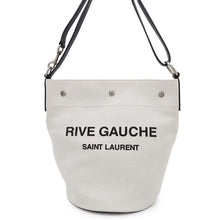 将图像加载到图库查看器中，SAINT LAURENT PARIS Rive Gauche bucket bag Natural/Black669299 Canvas Leather
