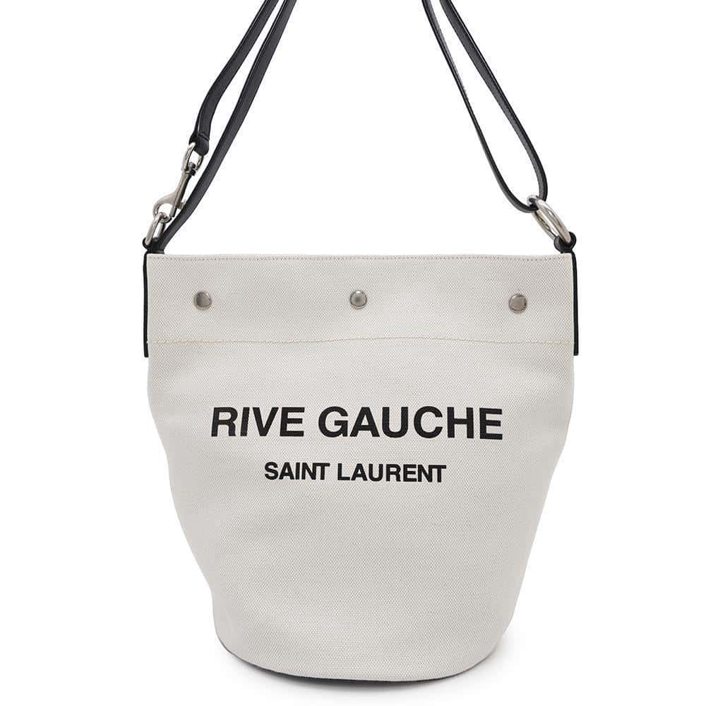 SAINT LAURENT PARIS Rive Gauche bucket bag Natural/Black669299 Canvas Leather