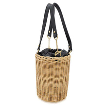 Load image into Gallery viewer, GUCCI Horsebit basket bucket bag Beige/Black649852 Straw Leather

