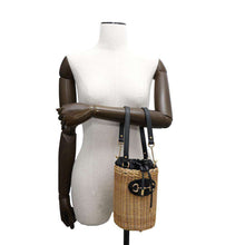 Load image into Gallery viewer, GUCCI Horsebit basket bucket bag Beige/Black649852 Straw Leather
