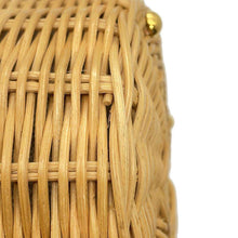 Load image into Gallery viewer, GUCCI Horsebit basket bucket bag Beige/Black649852 Straw Leather
