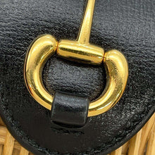 Load image into Gallery viewer, GUCCI Horsebit basket bucket bag Beige/Black649852 Straw Leather
