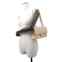 Load image into Gallery viewer, CHANEL Matelasse Double Flap Chain Shoulder Bag BeigeA01112 Caviar Leather Size 25
