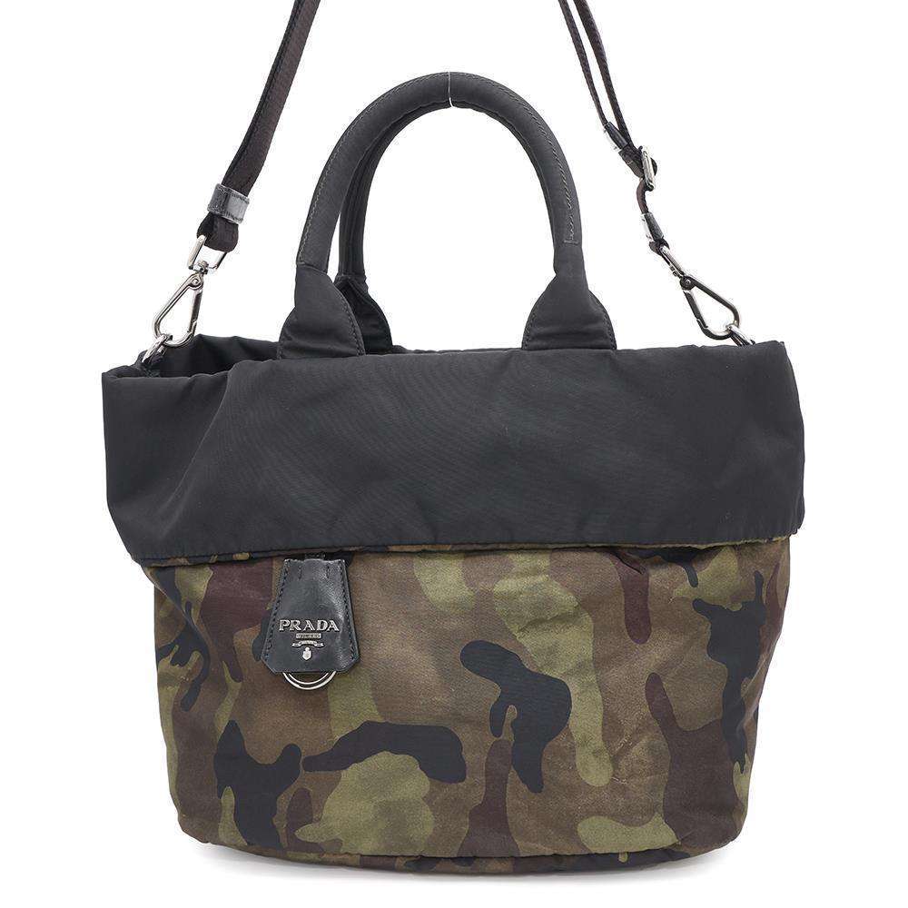 PRADA Camouflage 2WAY Handbag Black/GreenBR4521 Nylon