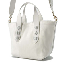 将图像加载到图库查看器中，Christian Louboutin 2WAYHandbag White3215121 Canvas Leather Size Medium
