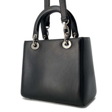 将图像加载到图库查看器中，Dior Lady Dior 2WAYHandbag Black Leather Rhinestone
