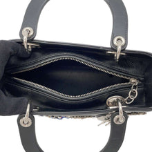 将图像加载到图库查看器中，Dior Lady Dior 2WAYHandbag Black Leather Rhinestone
