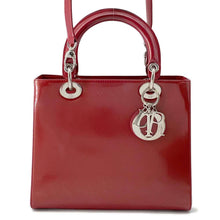 将图像加载到图库查看器中，Dior Lady Dior 2WAYHandbag Red Patent Leather
