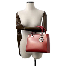 将图像加载到图库查看器中，Dior Lady Dior 2WAYHandbag Red Patent Leather
