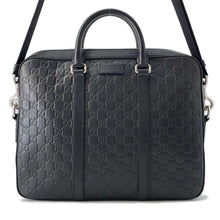 将图像加载到图库查看器中，GUCCI Signature Briefcase Black435322 Leather
