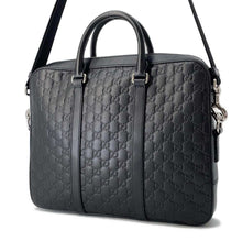 将图像加载到图库查看器中，GUCCI Signature Briefcase Black435322 Leather
